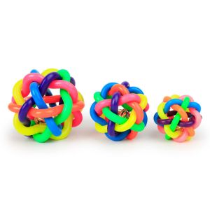 Pelota nudo de goma multicolor con campana YY092